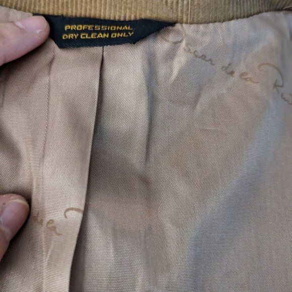 Vintage Womens Oscar de La Renta Tan Corduroy Two Button Career Blazer Jacket XS - Picture 5 of 7